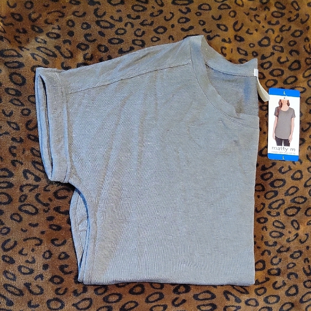 Matty M Heather Olive "French Terry Roll Cuff Tee" - Picture 7 of 7